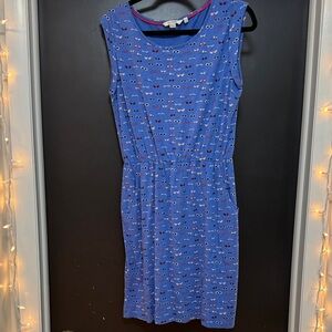 Boden Blue Patterned Midi Dress